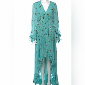 Rococo Sand High-Low Love Heart Maxi Dress In Aqua With Sequin Heart Details